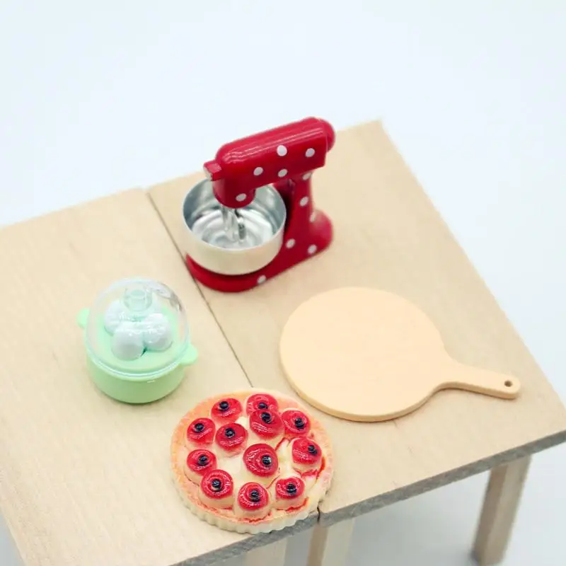 1Set Simulation Pizza Dining Plate Egg Model Toy Dollhouse Mini Blender Kitchen Decoration DIY Doll House Miniatures Accessory