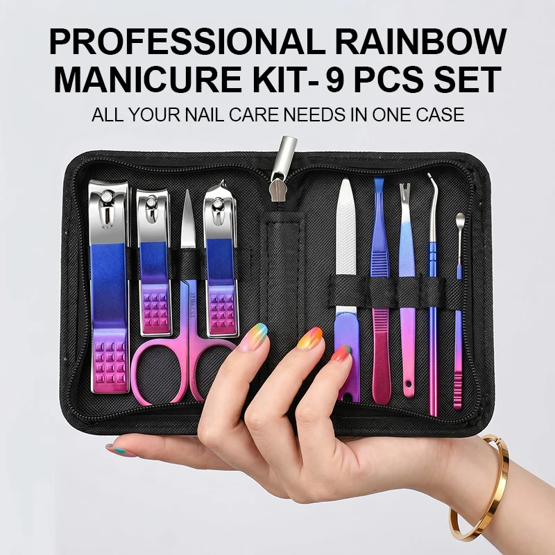 9IN1 Nail Clipper Set Portable Travel Manicure Kit for Men & Women–Includes Nail Clippers,Scissors,File & Grooming Pedicure Tool