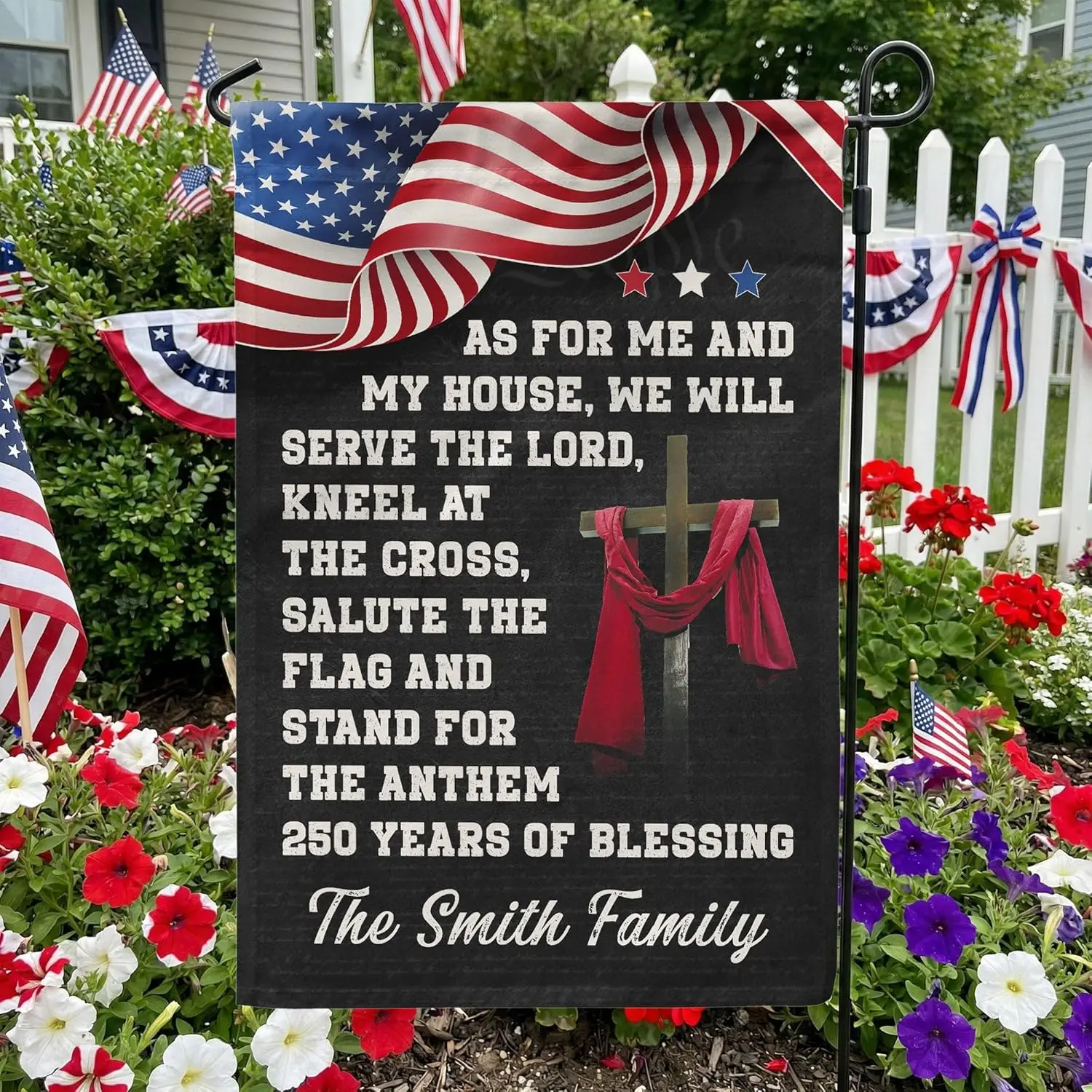 Personalized 250th Anniversary America's Garden Flag Custom Family Name Patriotic Yard Flag 1776–2026 As For Me And My H YYQ GGO