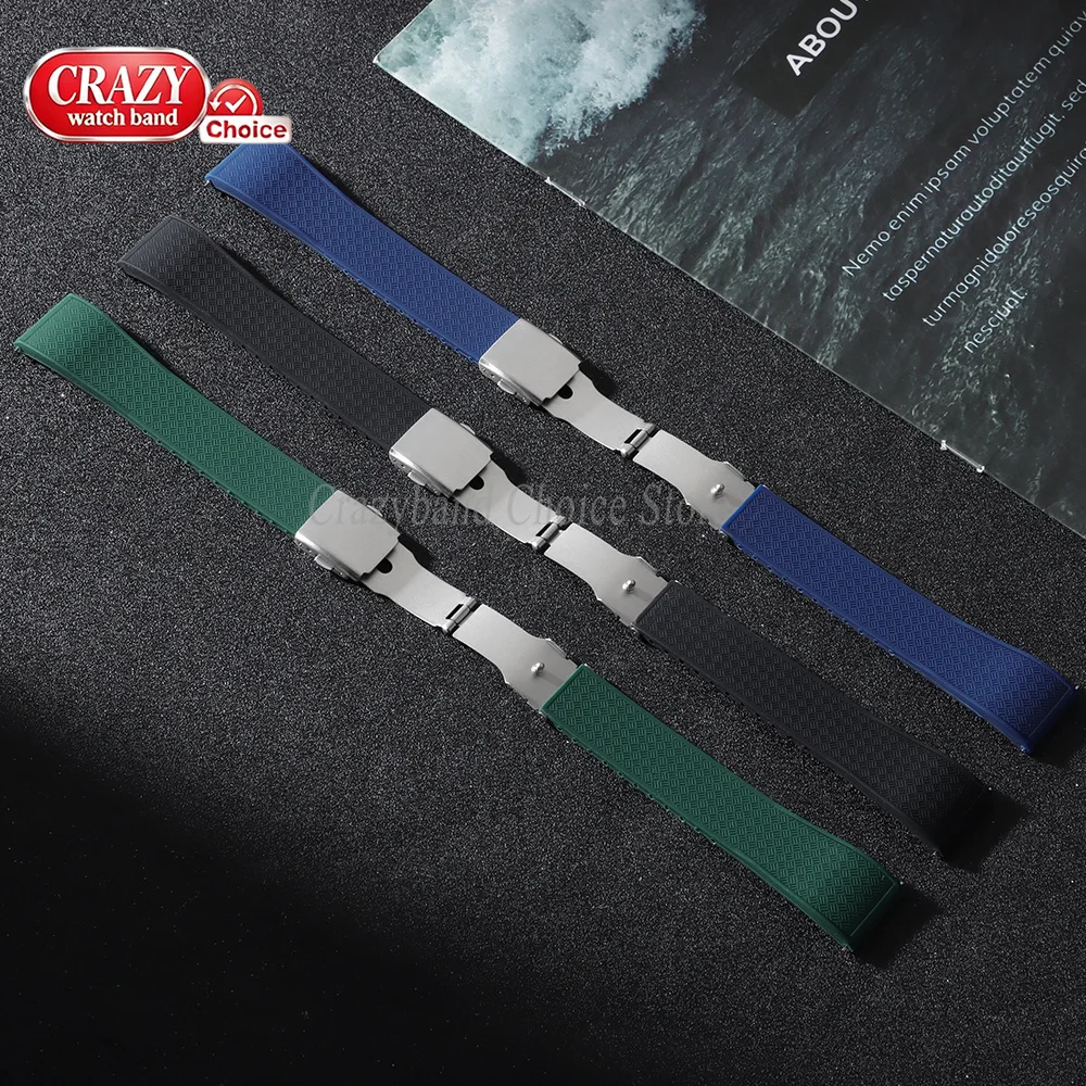 20mm 22mm Quick Release Silicone Watch Strap for Omega for Seiko Green Band Blue Black Universal Replacement Wrist for Men Women view 2