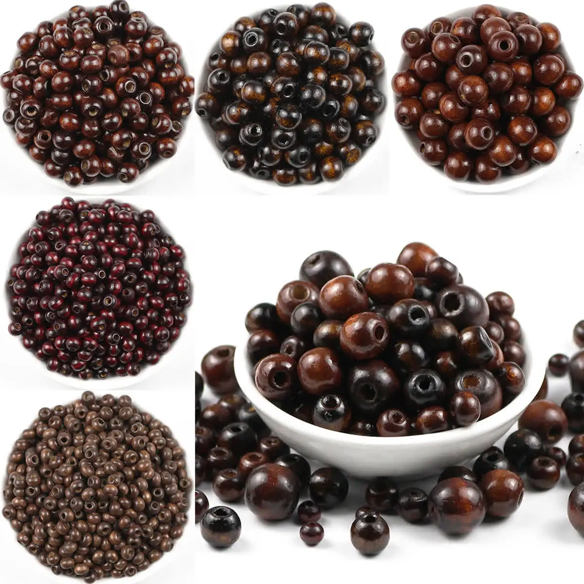 WLYeeS 5 to 20mm Brown Wooden Spacer Beads Natural Wood Loose Bead For Jewelry Bracelet Necklace Handmade DIY Ball accessories