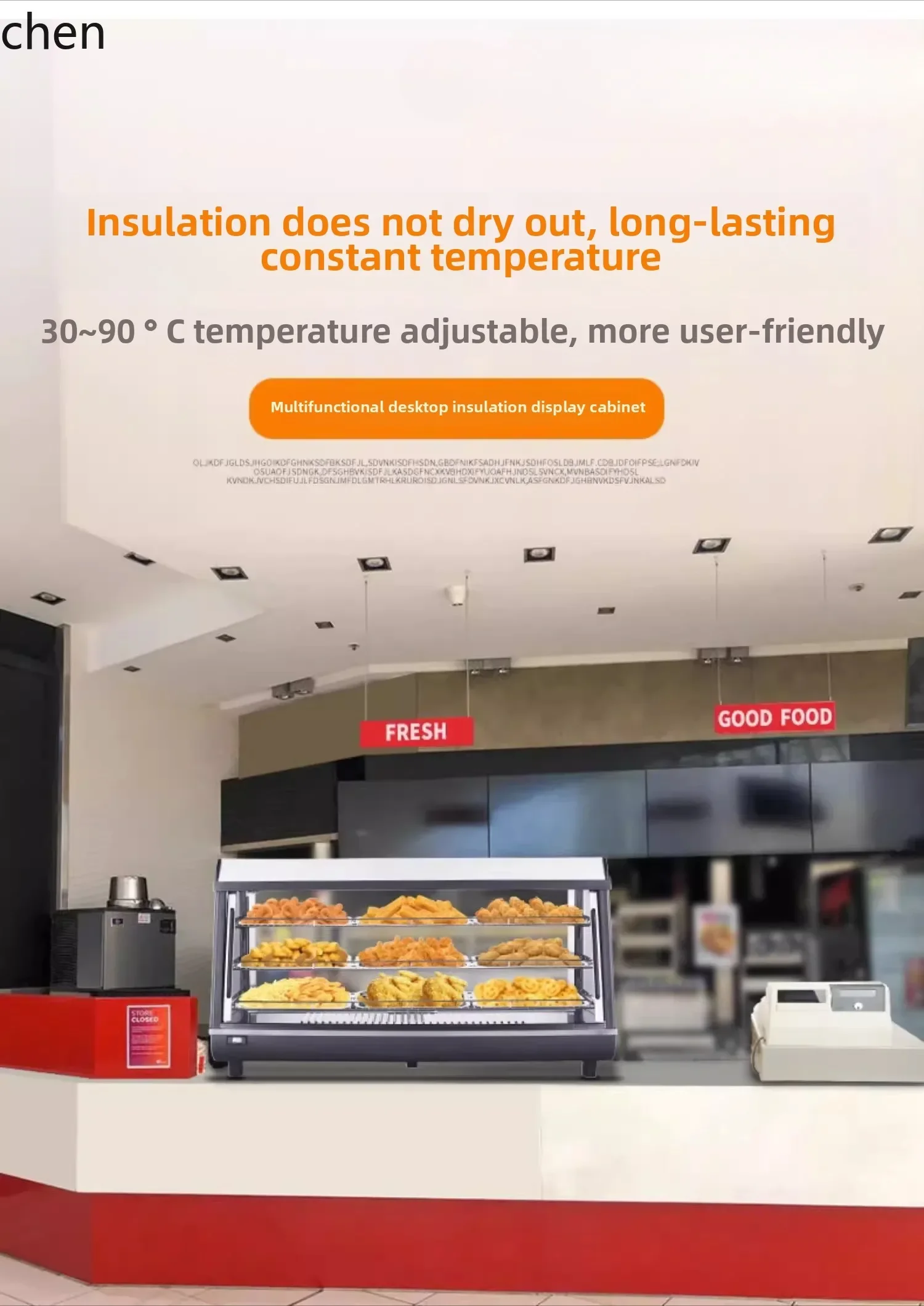 

H20- thermal insulation cabinet desktop small display cabinet commercial fried chicken fries thermostat cabinet