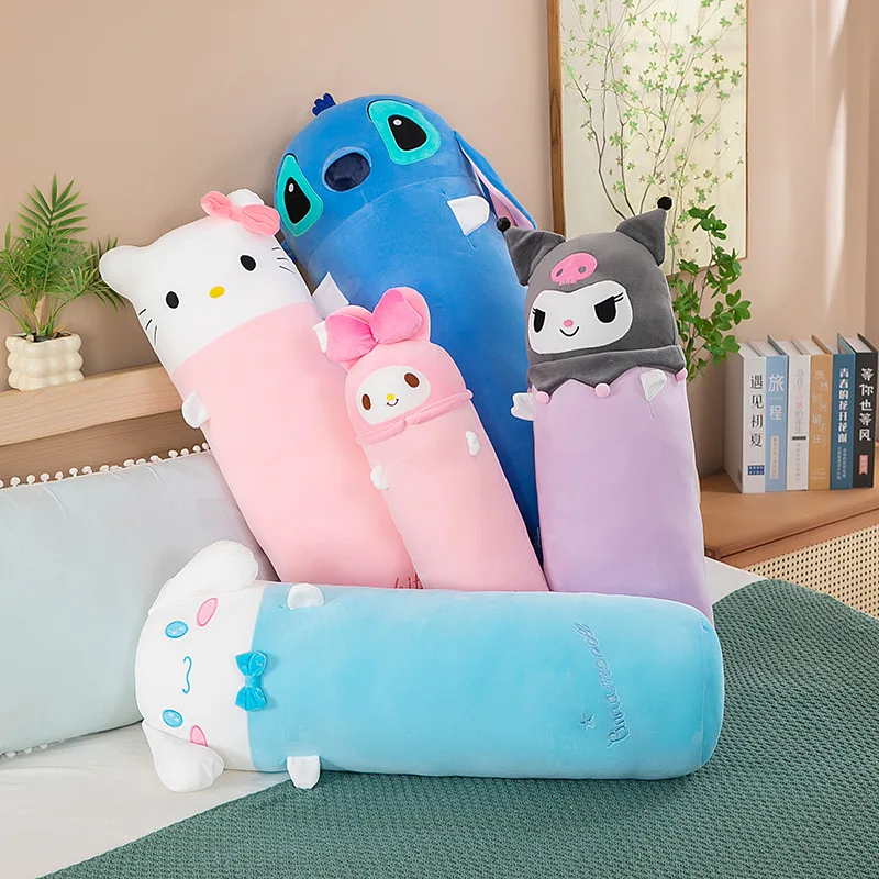 

100cm Sanrio Hello Kitty Melody Kuromi Long Pillow Plush Toys Kawaii Soft Stuffed Doll Cushion Cartoon Kids Girls Sleeping Gifts
