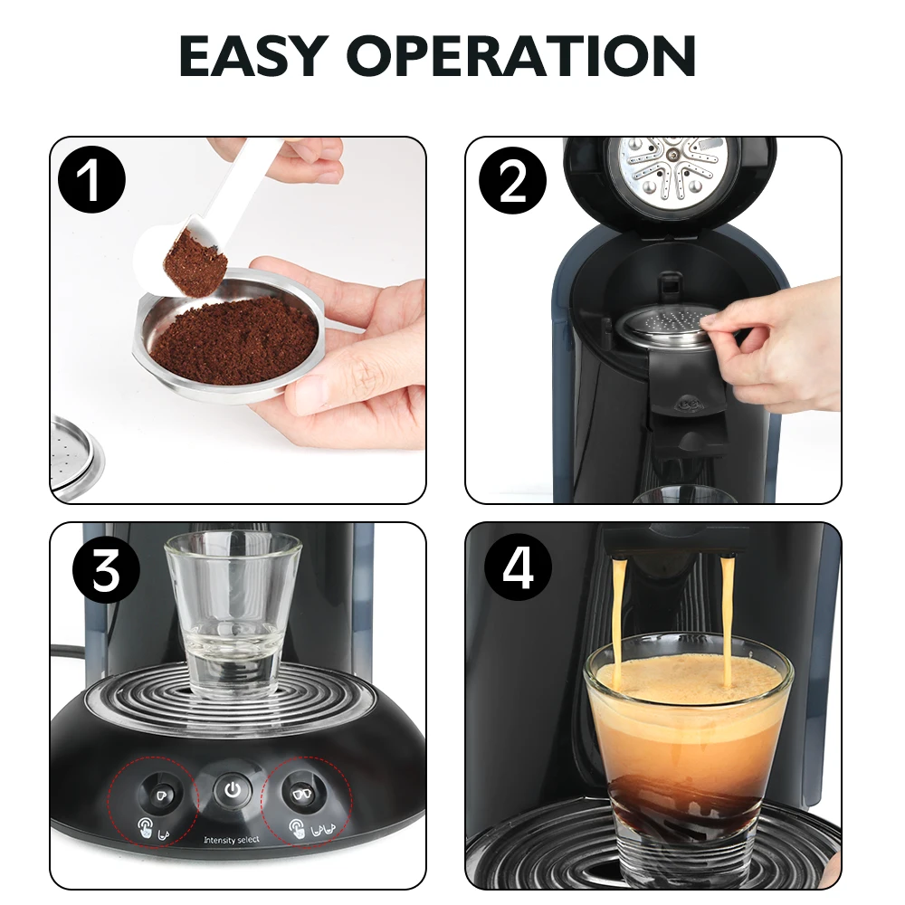 Wiederverwendbare Kaffeekapsel für Philip Senseo HD6592 Senseo HD7801 Maschine Espresso Edelstahl nachfüllbare Kaffeepadfilter – Detail 9