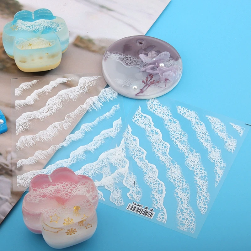 1 Sheet Clear Wave Resin Sticker Fill Decorative Sticker Fit Silicone Molds DIY Micro Landscape Scrapbooking Sticker