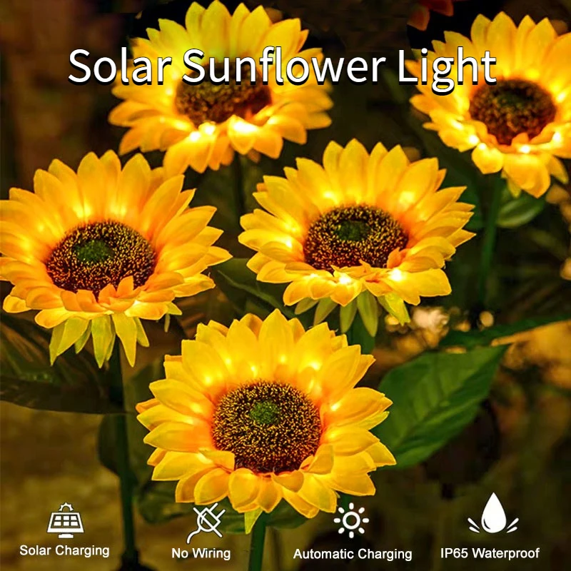 

Solar Sunflower Lights LED Waterproof Landscape Lights Smart Light Control Outdoor Lights for Yard/Pathway/Lawn Garden Decor