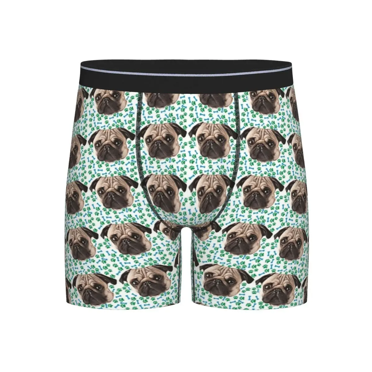 

Long Boxer Underpants Shorts Cute Dog Pug Panties Men's Breathable Underwear for Homme Man Boyfriend Gift