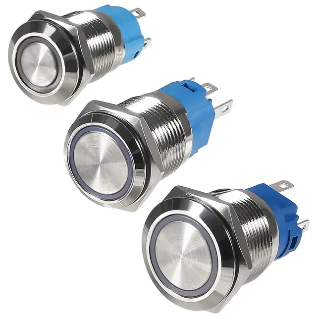 2 szt. DC 12 V/24 V metalowy zatrzaskowy przełącznik wciskany, 4-pinowy przełącznik włączania/wyłączania samochodu RV ciężarówka łódź SPDT, wodoodporny samoblokujący okrągły