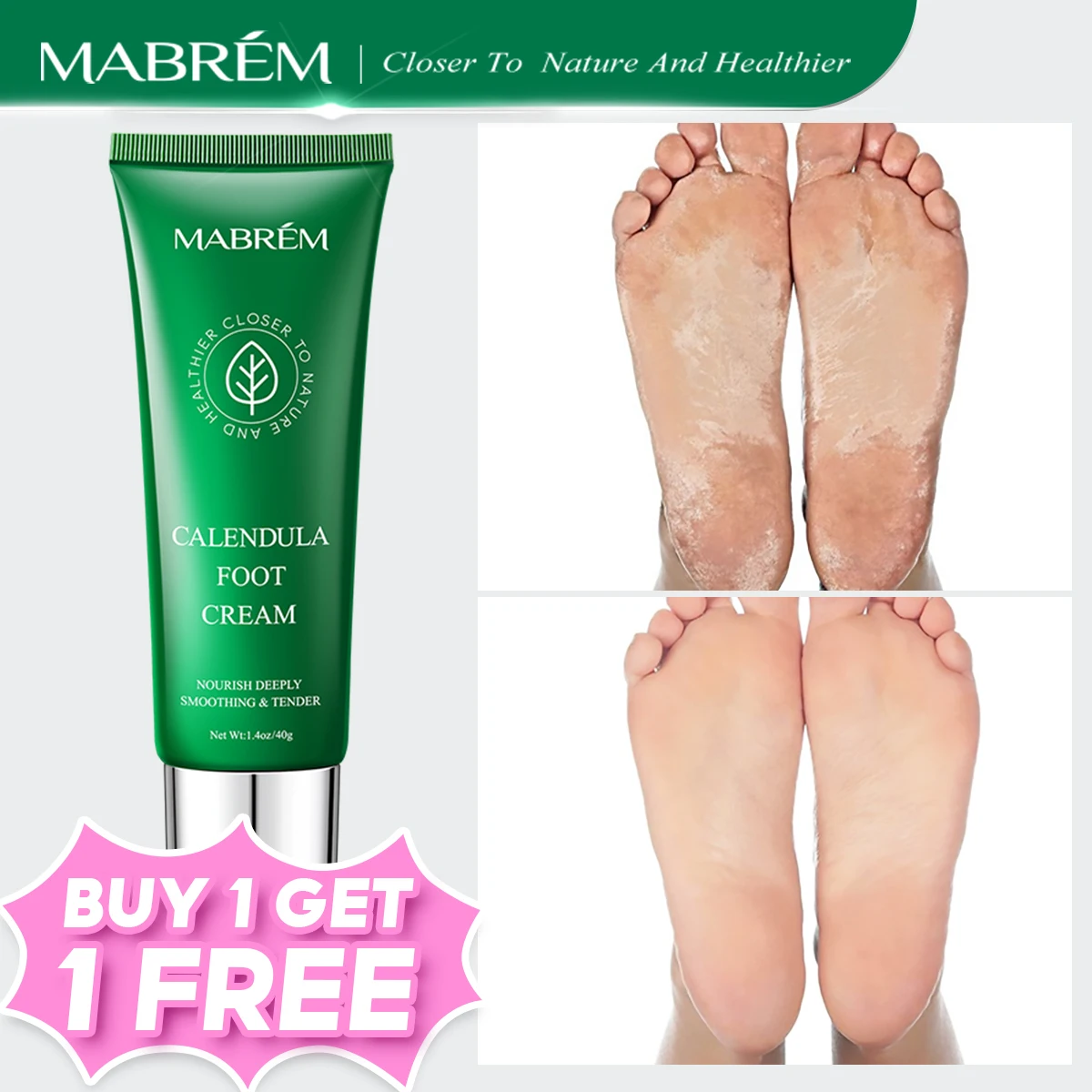 MABREM-crema anticongelante para pies, crema hidratante antigrietas para el cuidado de los pies, exfoliante, antiseco, caléndula, crema reparadora de oliva, 40g
