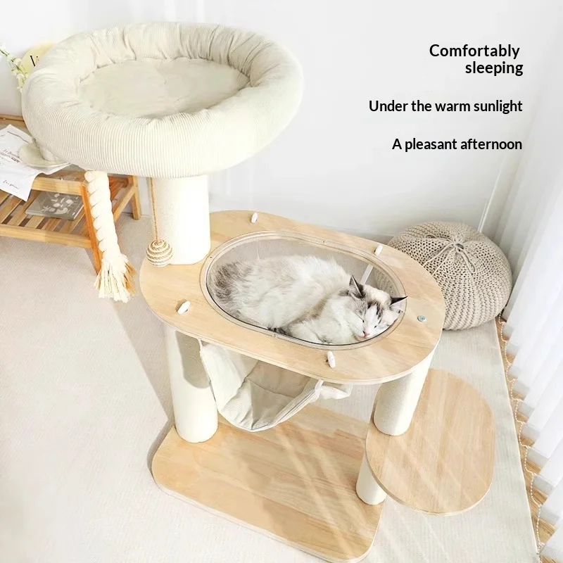 Árbol para gatos compacto con rascador, cama, hamaca y salto - imagen 3