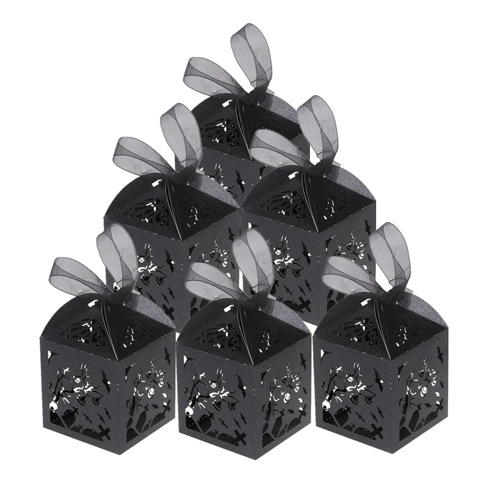 

50PCS Candy Box Halloween Party Treat Boxes Hollow Branches Bats Pattern Gift Paper Dessert Safe Environmental Lightweight