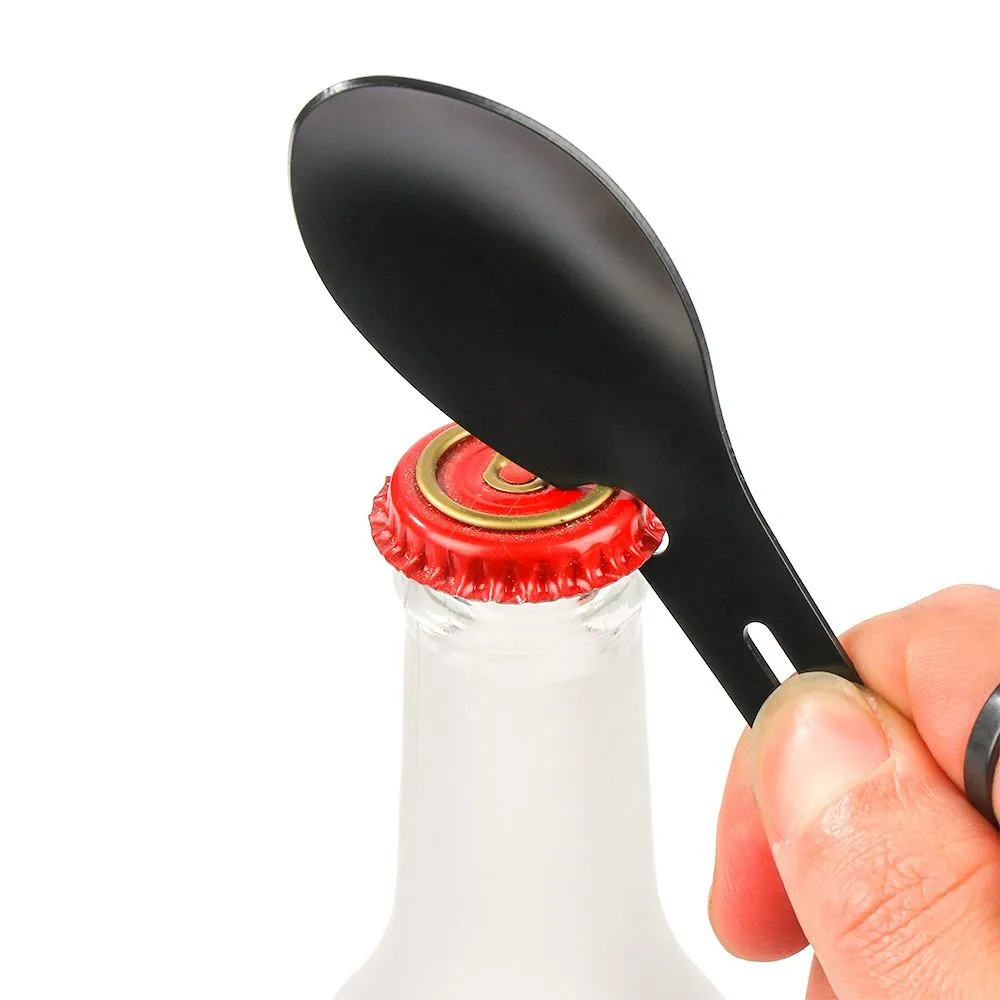 10 in 1 Outdoor Spork Fork Spoon Stainless Steel Multi-function Bottle Cans Opener Tableware Wrench Camping Survival Tool