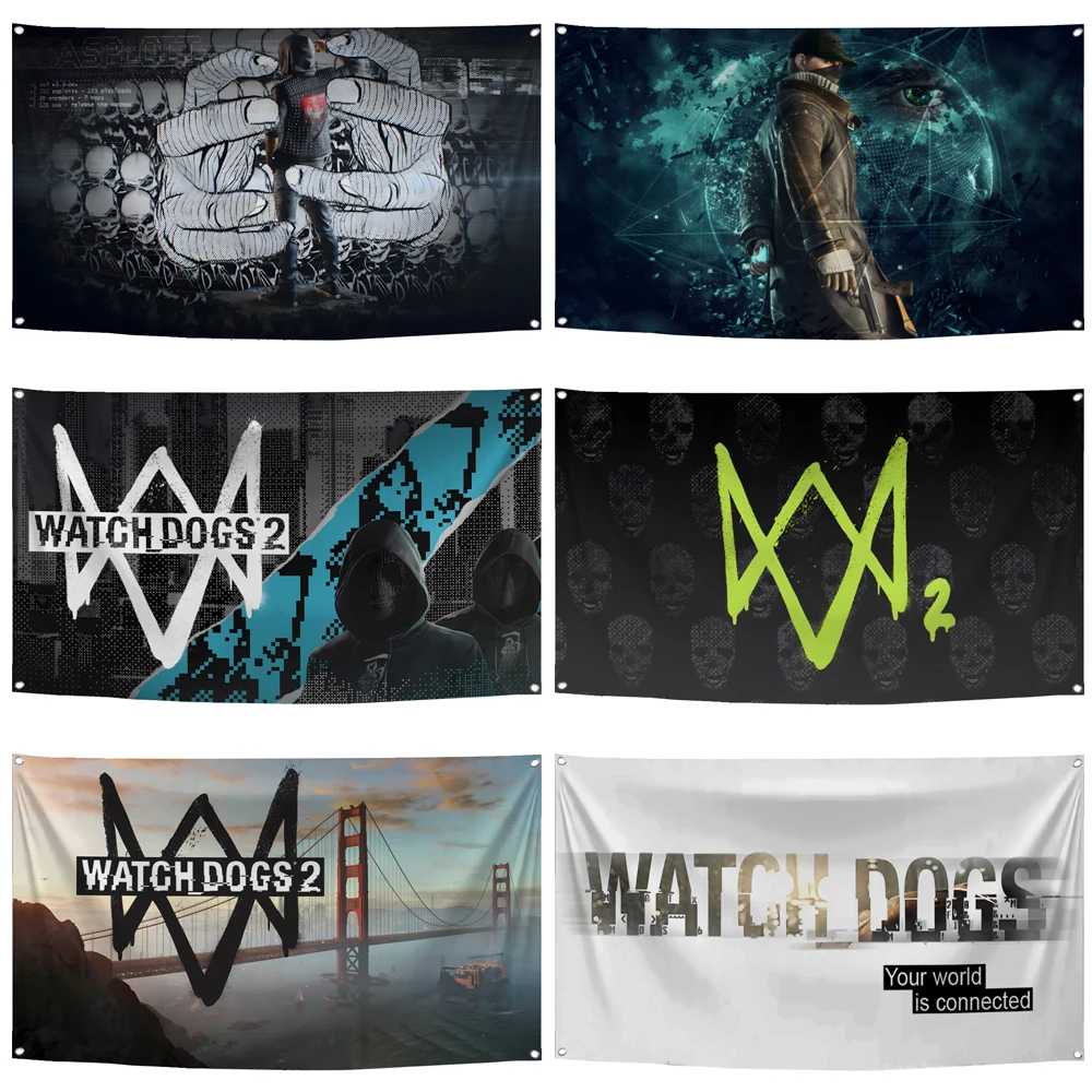 2×3Ft 3×5Ft Watch Dog Flag Polyester Printed Game Tapestry Banner For Decor