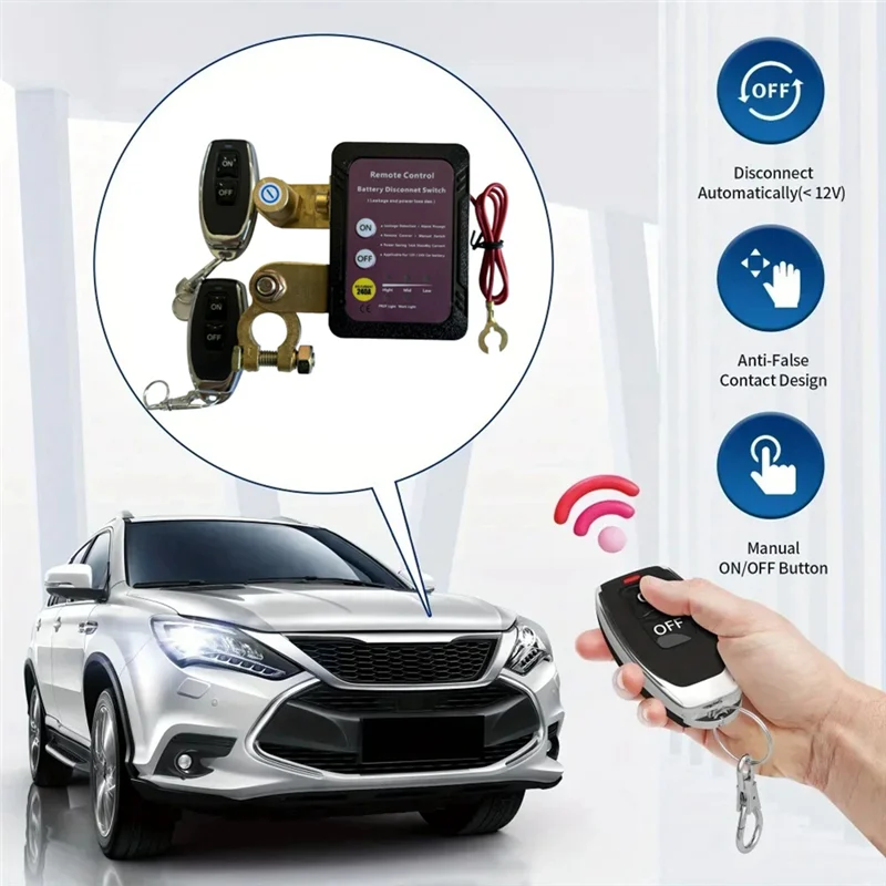 

EMECE-Wireless Dual Remote Car Battery Disconnect Relay Master Cut-Off Switch 12V Car Nterior Replacement Relays Parts