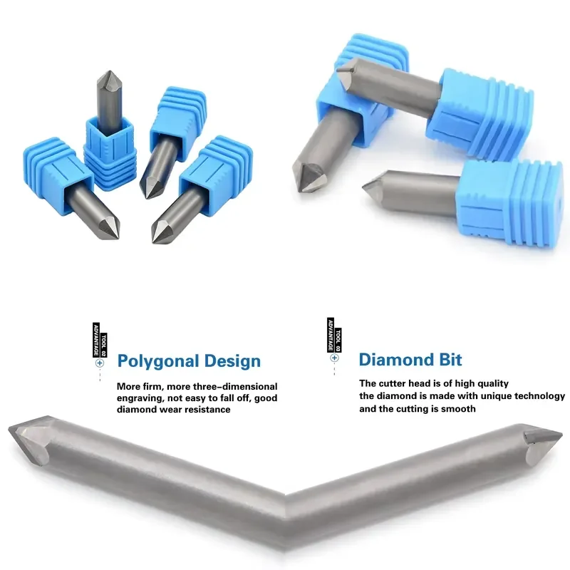 6Mm 10mm PCD diamond engraving tool, hexagonal numerical control engraving knife for tombstones, marble and granite