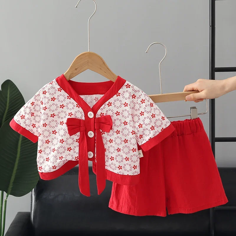 

New Summer Baby Girls Clothes Suit Children Fashion Shirt Shorts 2Pcs/Sets Toddler Casual Cotton Costume Infant Kids Tracksuits