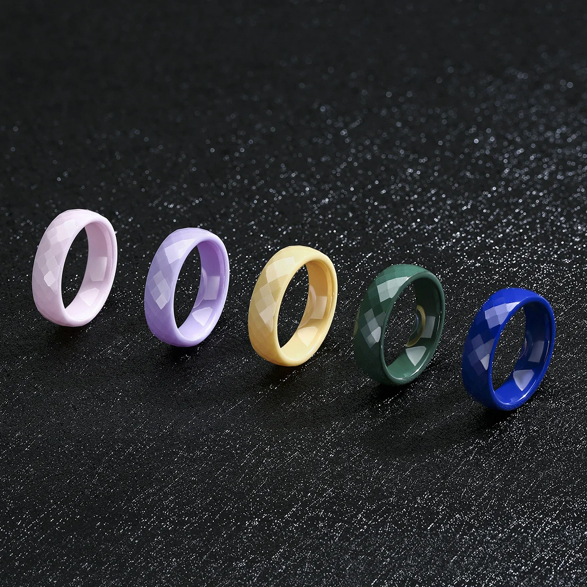 Anello in Ceramica 6mm Unisex, per Uomo e Donna, Nero Bianco Blu Verde Rosa Viola, Anello Nuziale Semplice, Anello Promessa, Anello da Pollice, Ipoallergenico