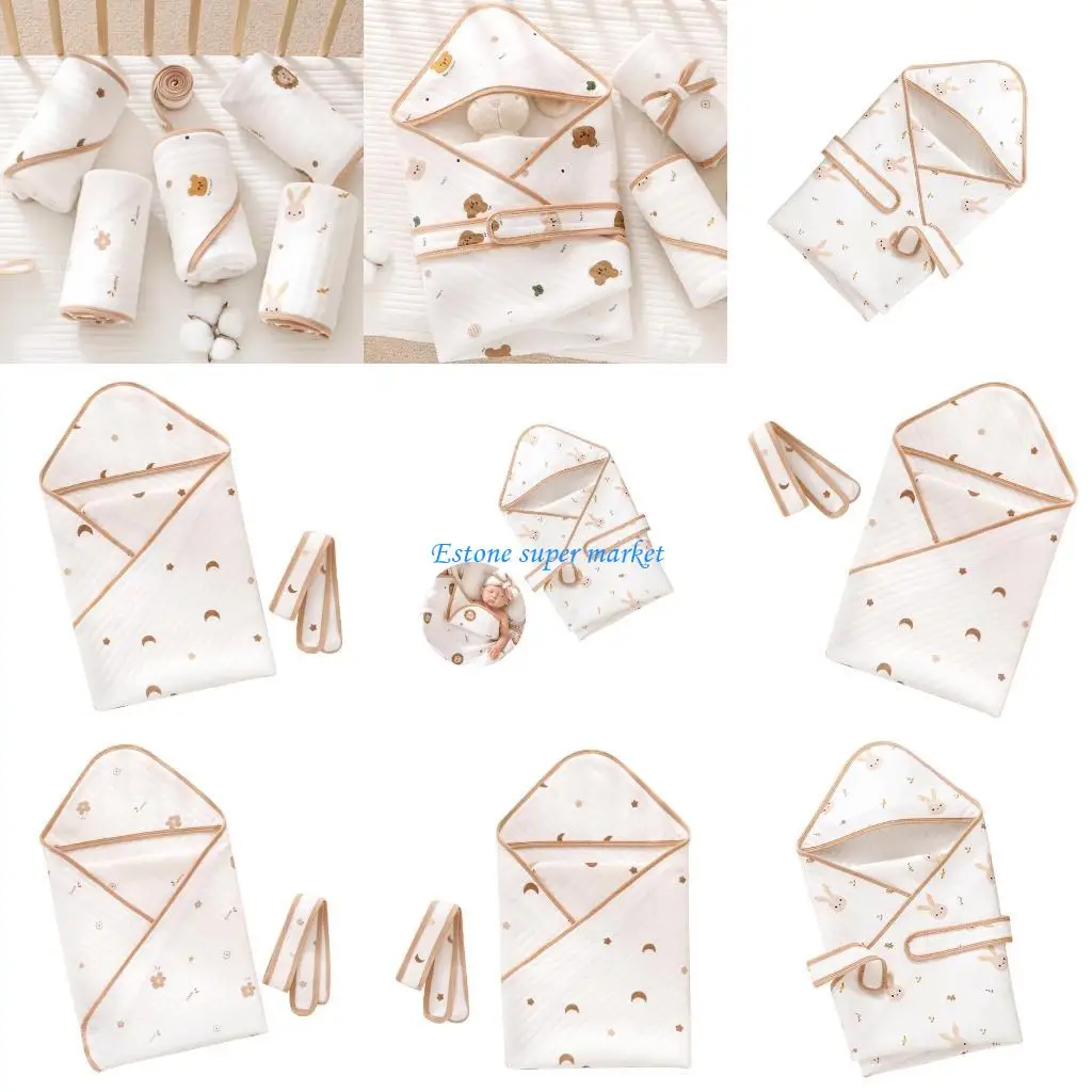 

090B Breathable Cotton Baby Blanket Newborn Blanket Wrap Promote a Good Night Sleep
