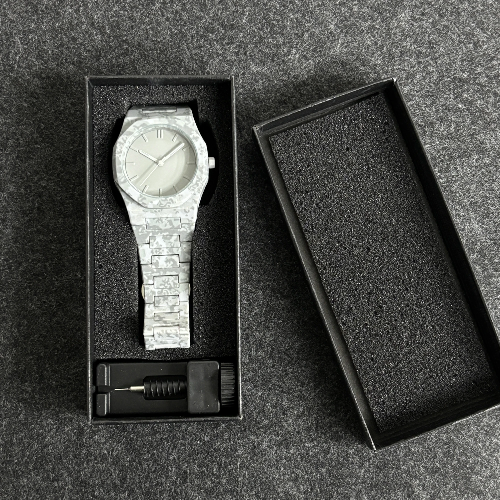 Novo relógio camuflado de policarbonato masculino casual esportivo design camuflado conjunto de relógio de quartzo