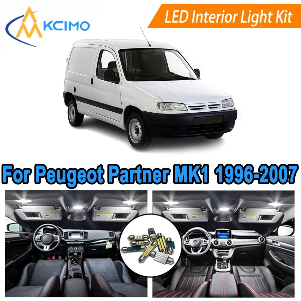 

Car Interior Lights For Peugeot Partner MK1 I (1996-2007) Super Bright 6000K Cool White/Blue LED Bulbs Easy Installation