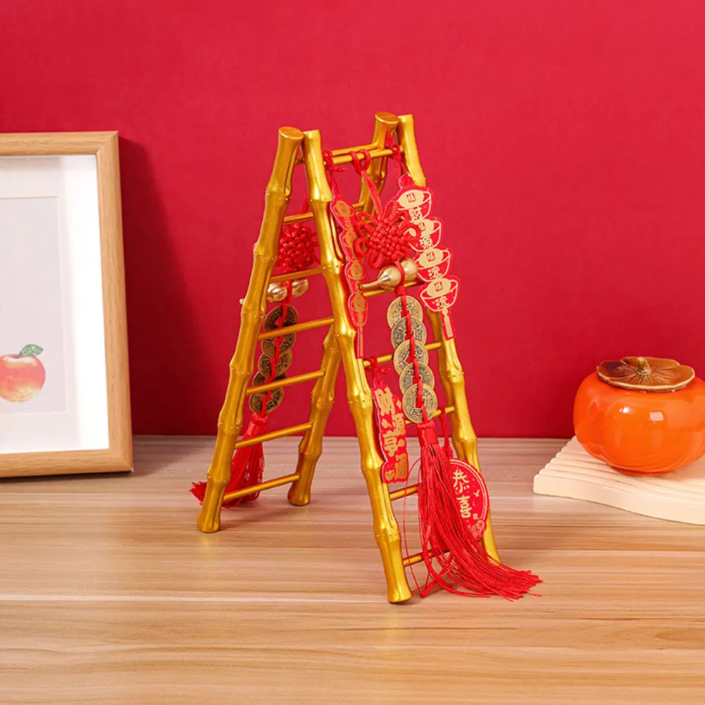 

Golden Ladder Decor Ornaments for Home Office Traditional New Year Auspicious Ornament Small Table Decoration