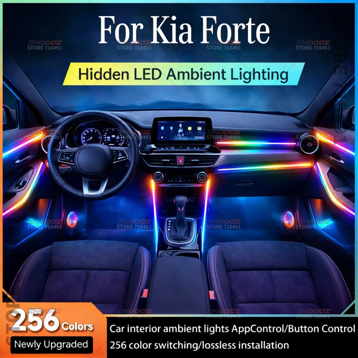 

22в1 RGB интерьер автомобиля акриловые автомобильные окружающие освещение RGB скрытая акриловая полоса украшения атмосферные аксессуары для Kia Forte