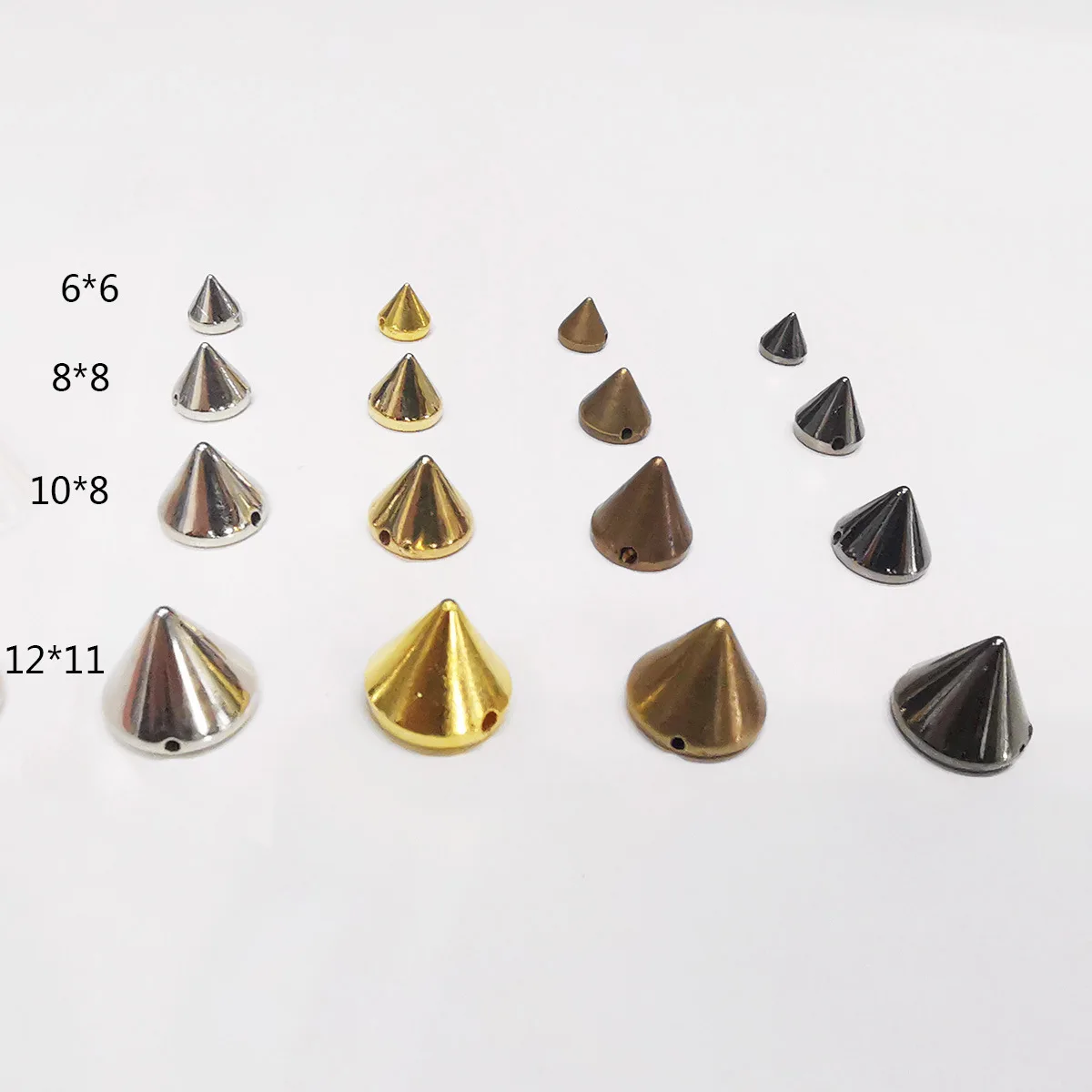 20-100pcs Flat Cone Plastic Spike Hand-sewn Studs Punk Spikes DIY Clothes Necklace Bag Shoes Hat Leather Crafts Rivets Nailheads