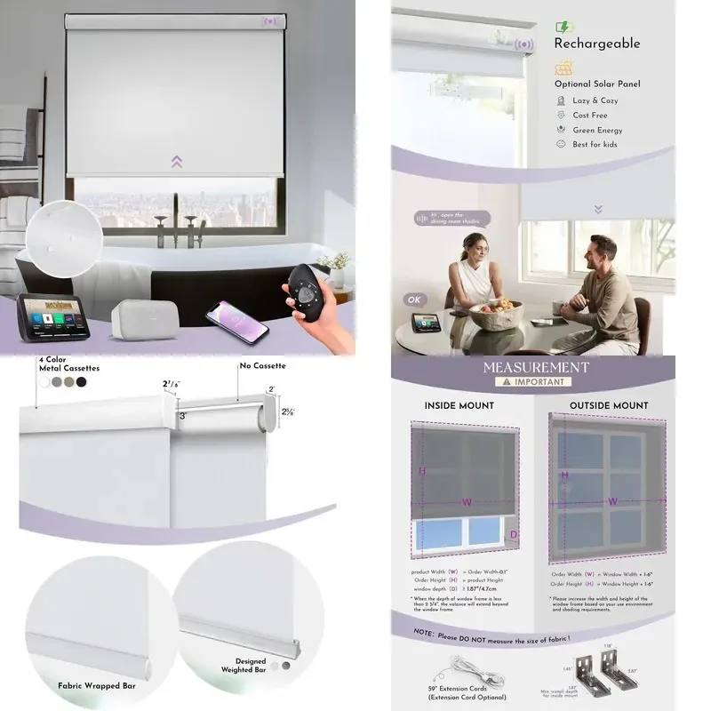 Outdoor Shades Smart Blinds for Porch Terraces Compatible with Remote Control