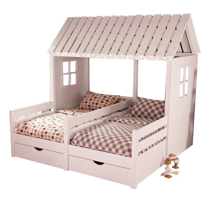 Solid wood simple kids tree house bed multifunctional house customization