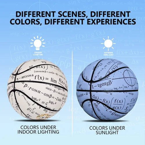 Imagen 2 del producto Baloncesto que cambia de Color blanco a azul, tamaño oficial 6/7, pelota duradera para interiores y exteriores para niños y niñas, regalos de cumpleaños de alta calidad