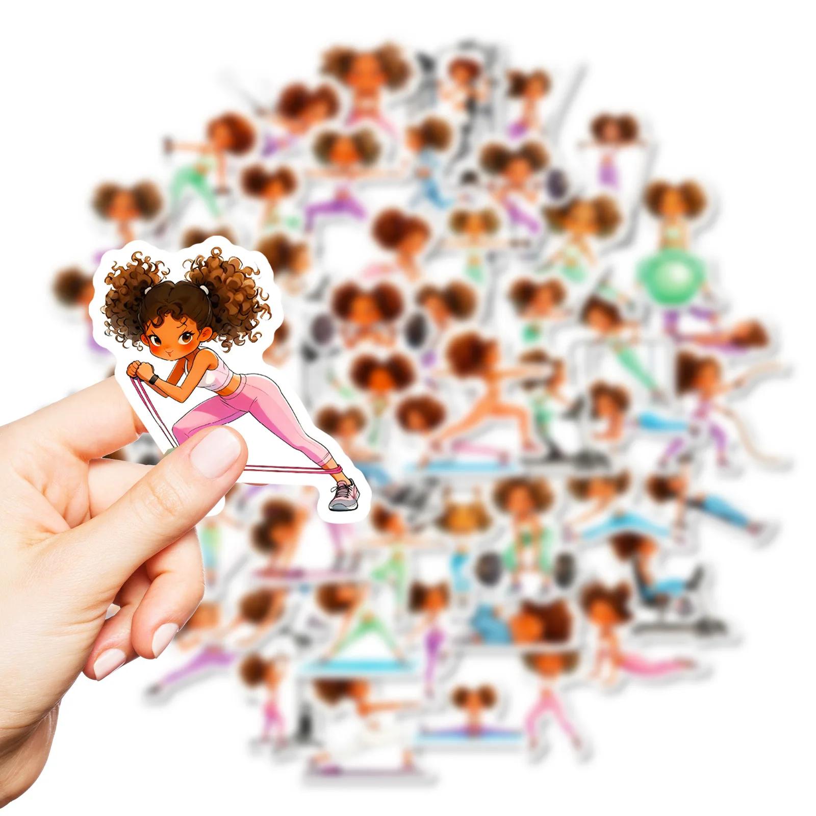 

56PCS Cute Sports Girls Graffiti Funny Stickers Waterproof Decal Toy Gift for Stationery Box Diary Thermos Cup Desk Bicycle