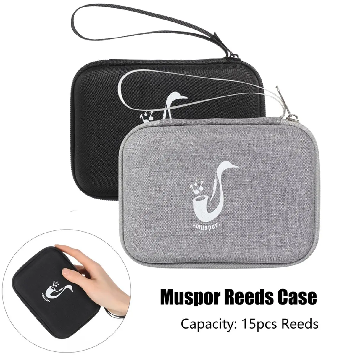 ABSF Muspor Reeds Case Storage Bag Reed Carrying Holder for Clarinet Saxophone Portable Clarinet Reeds Case 15Pcs Storage Gary