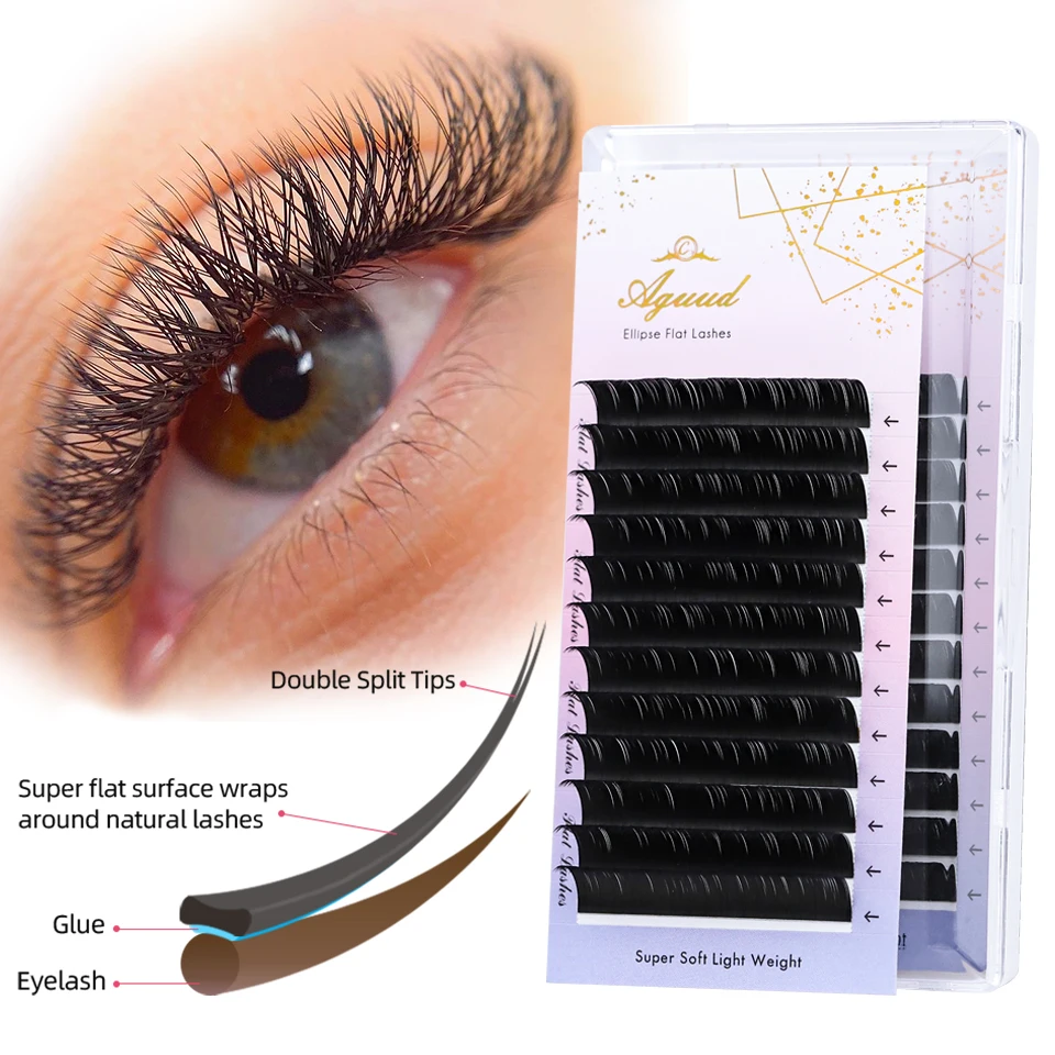 Eyelash Factory Vendor Supplies Super Soft Split-tips Flat Lash Extension Cashmere Black Individual Faux Mink Classic Eye Lashes