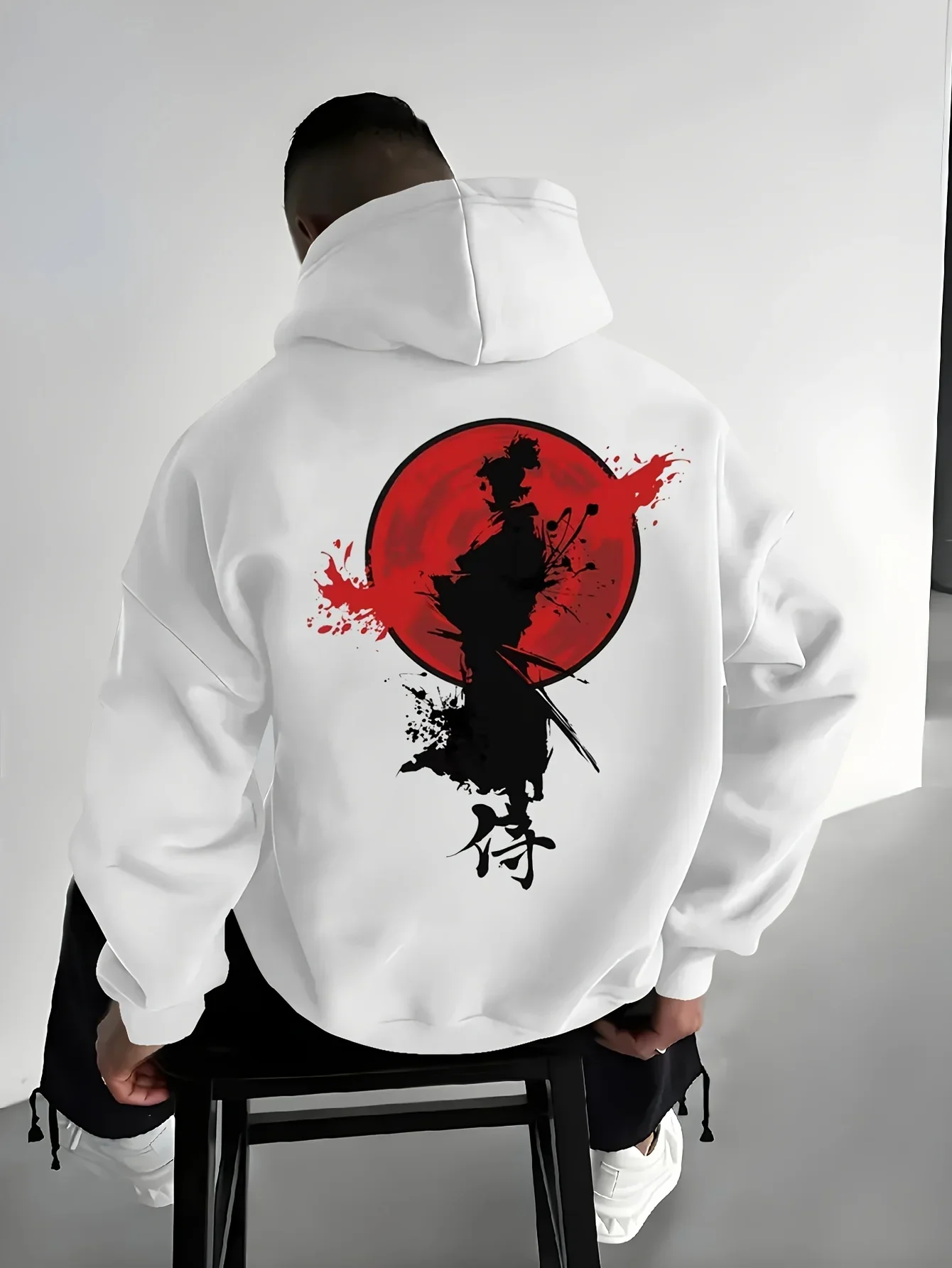Samurai Hoodie Unisex Katana Japanese Kanji Sword Ink Ukiyo E Warrior Vintage Aesthetic Oversized Casual Sport Sweatshirts