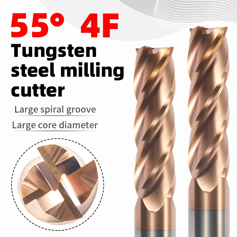 HRC55 4 Flutes Carbide Flat End Mill Tungsten Steel CNC Router Bit Milling Cutter Tool for Steel Cast Iron
