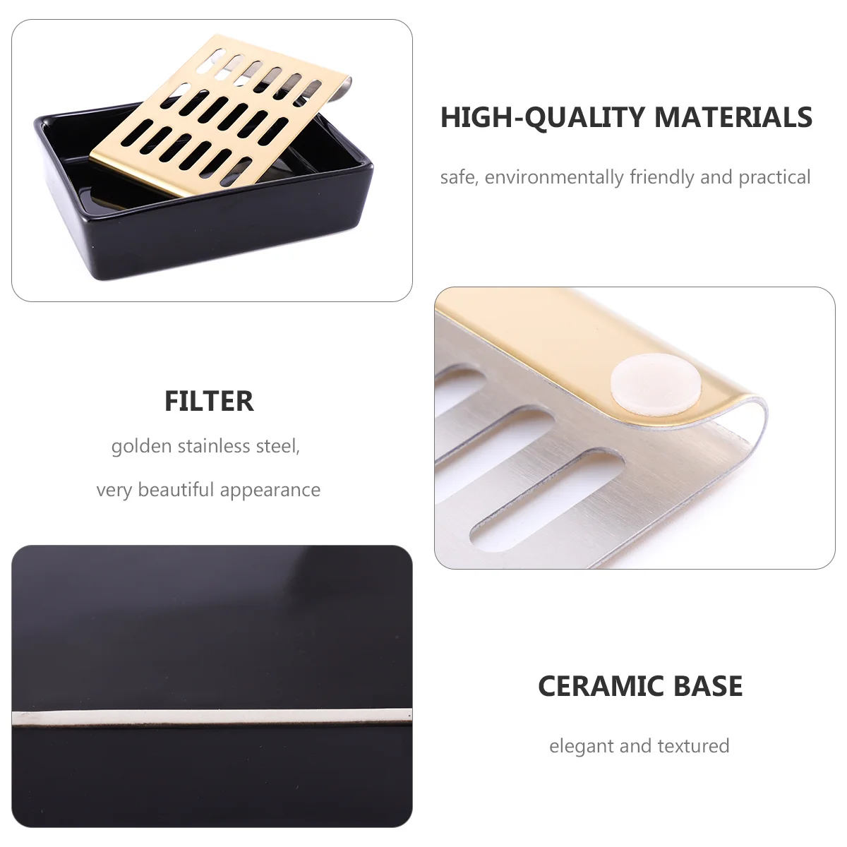 

Ceramic Double Soap Box Drain Soap Tray Eco Friendly Stainless Steel Filter Bathroom Kitchen Organizer