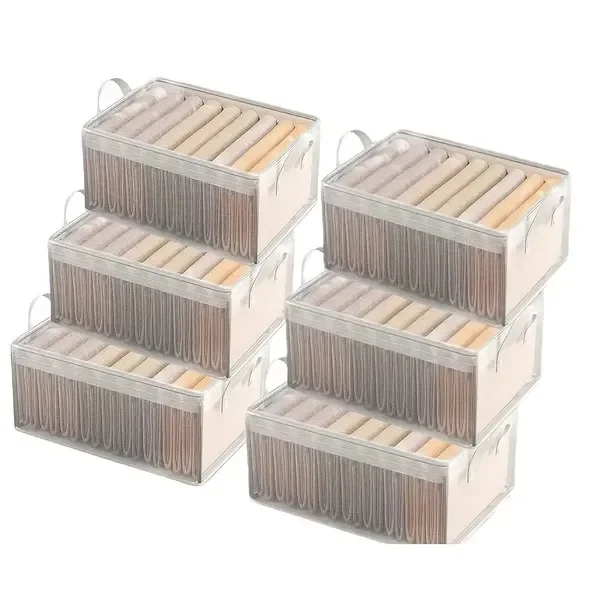 

Набор из 6 штабелируемых коробок для хранения в шкафу со стальным каркасом, прозрачные складные органайзеры из ПВХ, водонепроницаемые