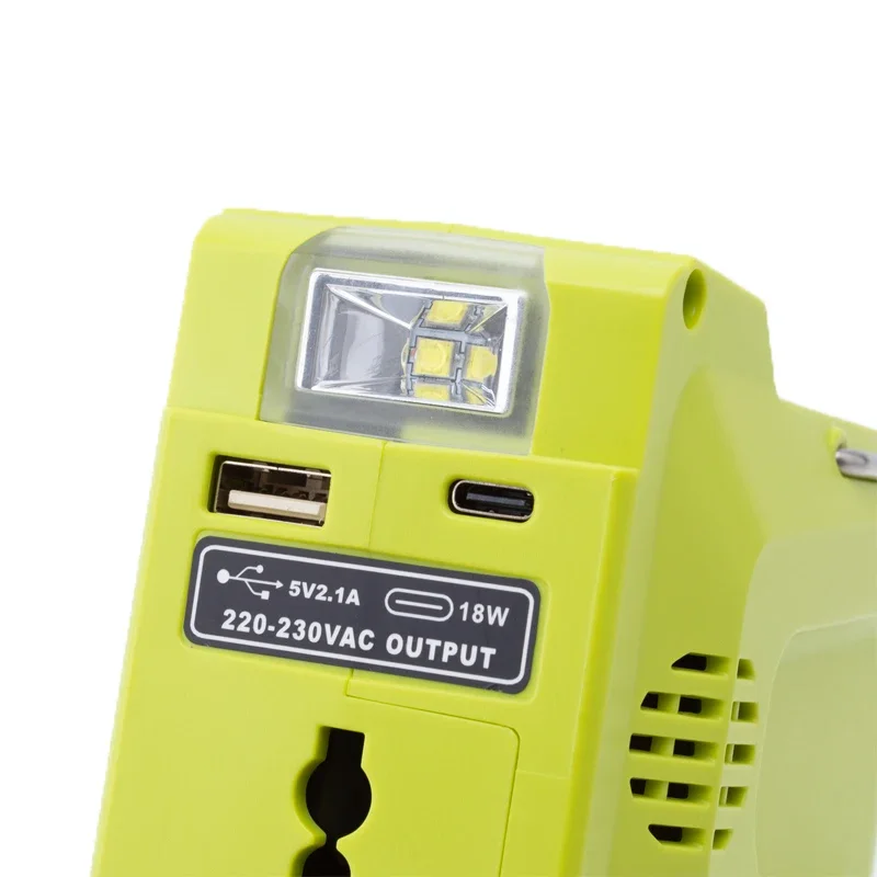 Battery inverter for Ryobi 18V Li-ion battery inverter with LED light and USB and Type-C output interface power tool accessories