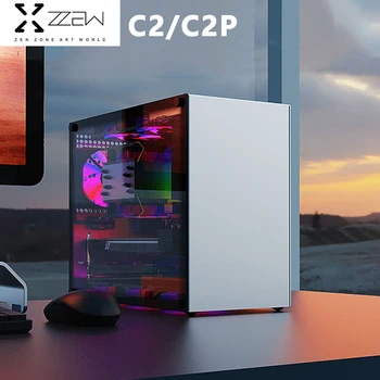 ZZAW M-ATX 컴퓨터 케이스 측면 투명 MINI-ITX, 모든 알루미늄 데스크탑 사무실 소형 섀시, 긴 그래픽 카드 지원, C2 C2P 