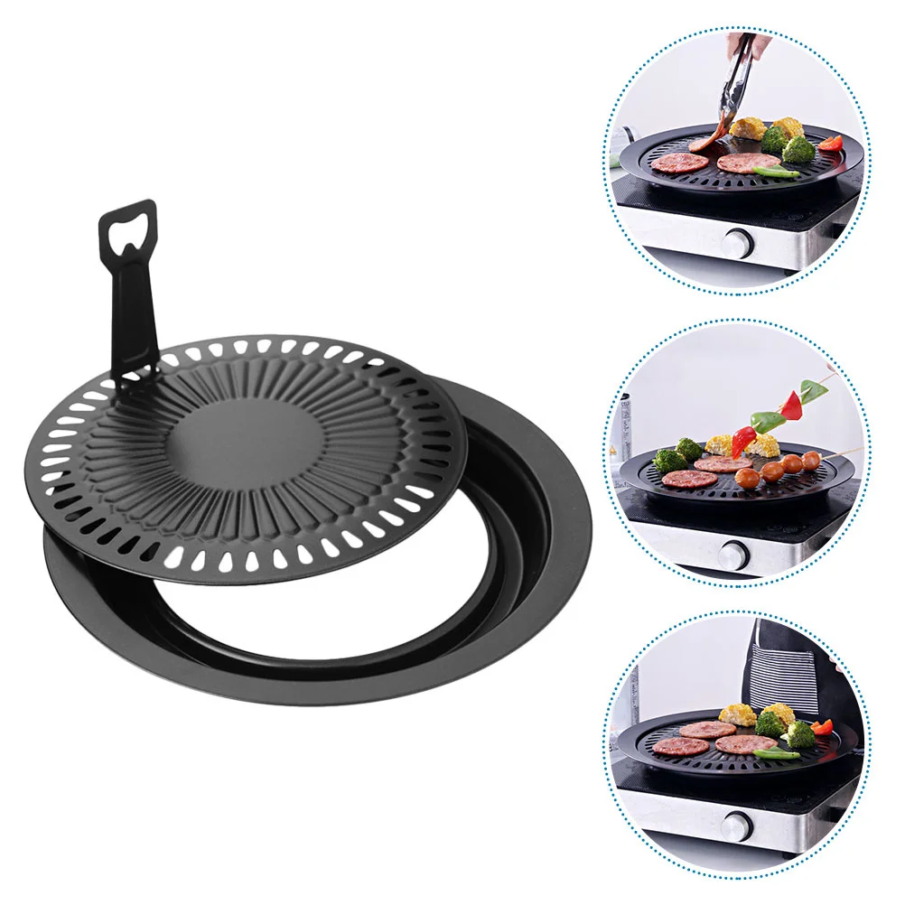 

1 set Bbq Grill Pan Non-Stick Coating Roasting Pan For Grilled Fish Outdoor Barbecue Tool Bakeware Plate Black