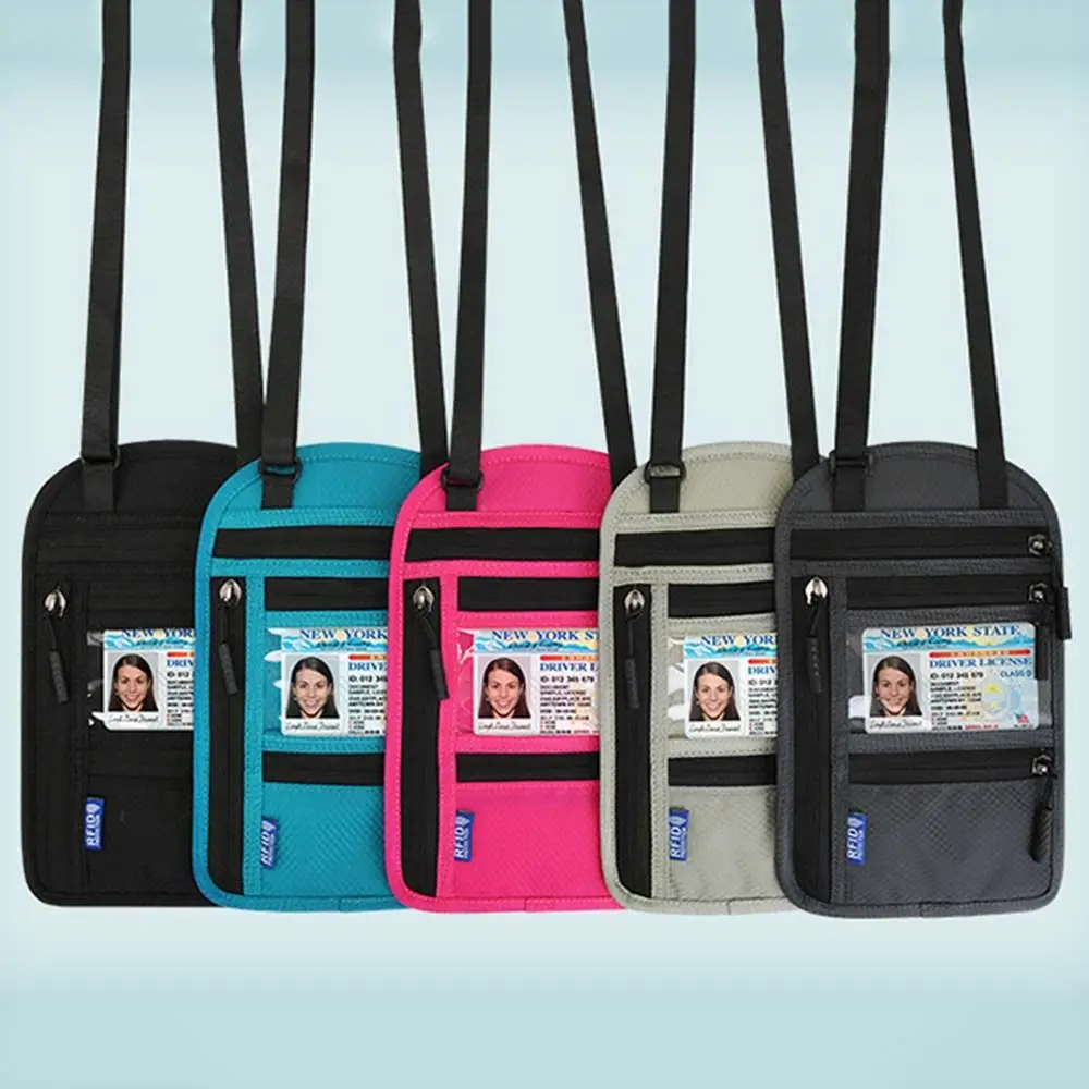 

Small Wallet Travel Coin Purse Zipper Shoulder Passport Bag Halter Passport Holder RFID Crossbody Bag Credit Card Organizer