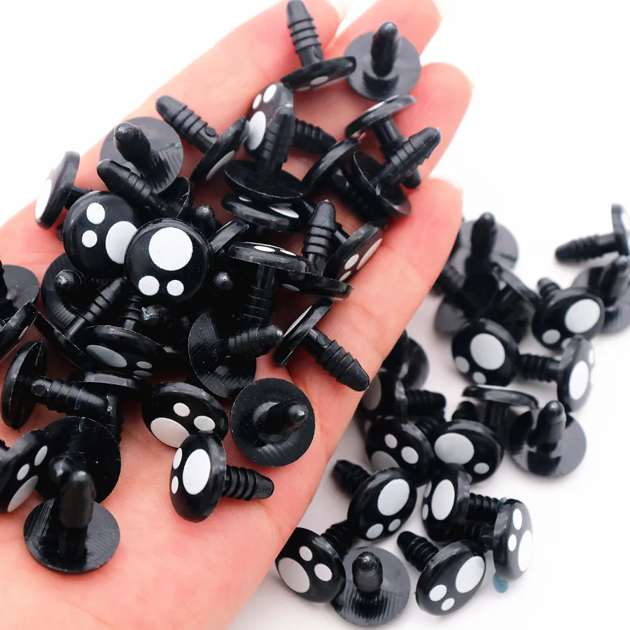 50pcs 8-16mm Black Plastic Safety Eyes For White Bear Doll Animal Puppet Crafts Children Kids DIY Toys Plush Doll Accessories
