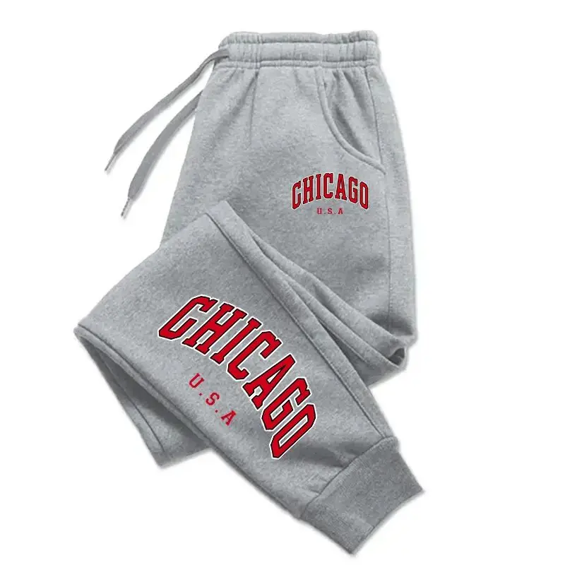 Chicago USA Red Letter Print  Casual Basic Pants Versatile Fashionable Comfortable Trousers Trendy Street Female Pant