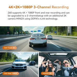 DDPAI Dash Cam Z60 3CH تدعم كاميرا داش الخلفية والداخلية مع GPS 5 جيجا هرتز واي فاي ADAS Nightvision Dash Camera 24H مراقب وقوف السيارات أعلى 8 مبيعات GSM GPS كاميرا السيارة - No4