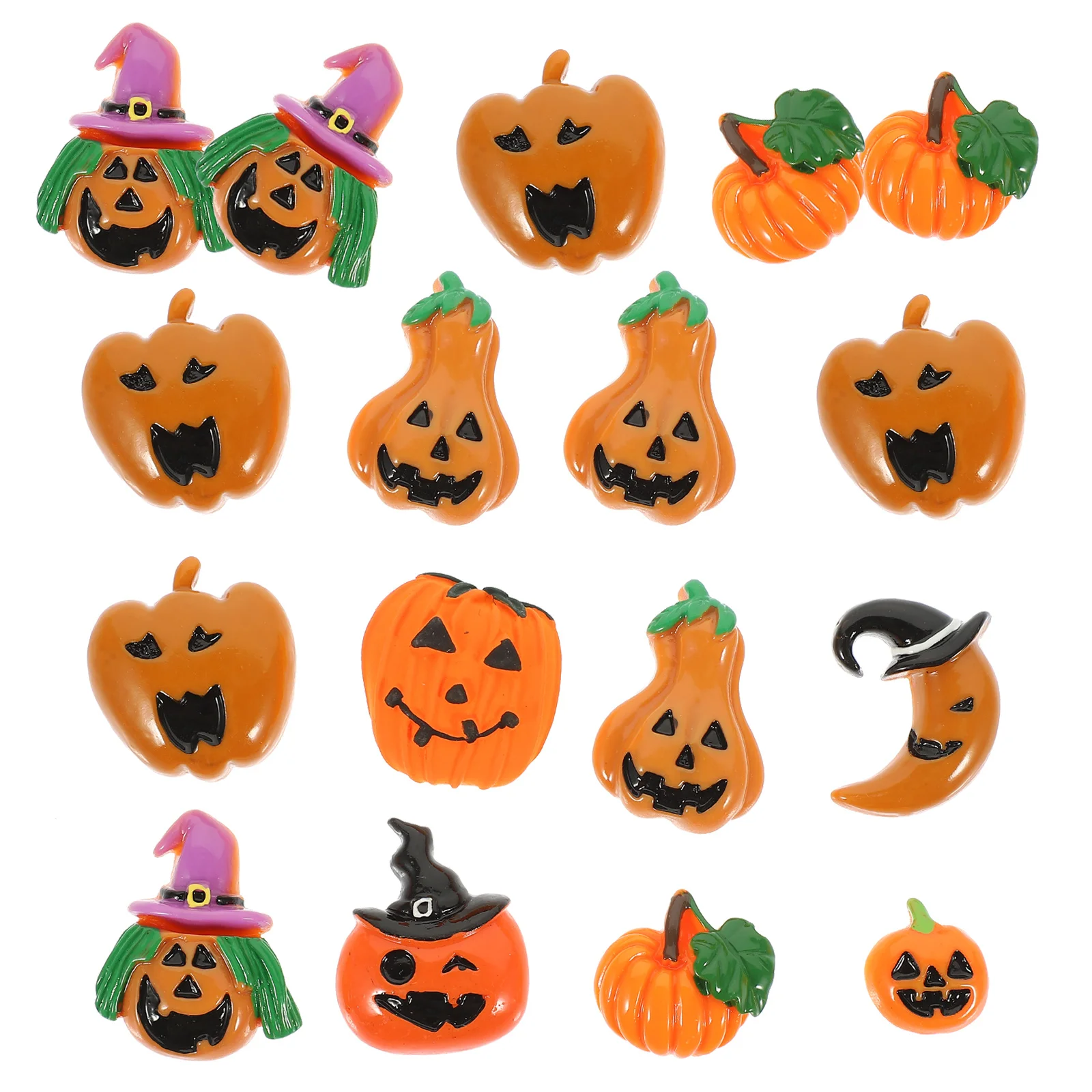 24 Uds. De dijes de calabaza de resina para Halloween, Mini adornos de calabaza con parte posterior plana, decoración para teléfono DIY, suministros para fabricación de joyas