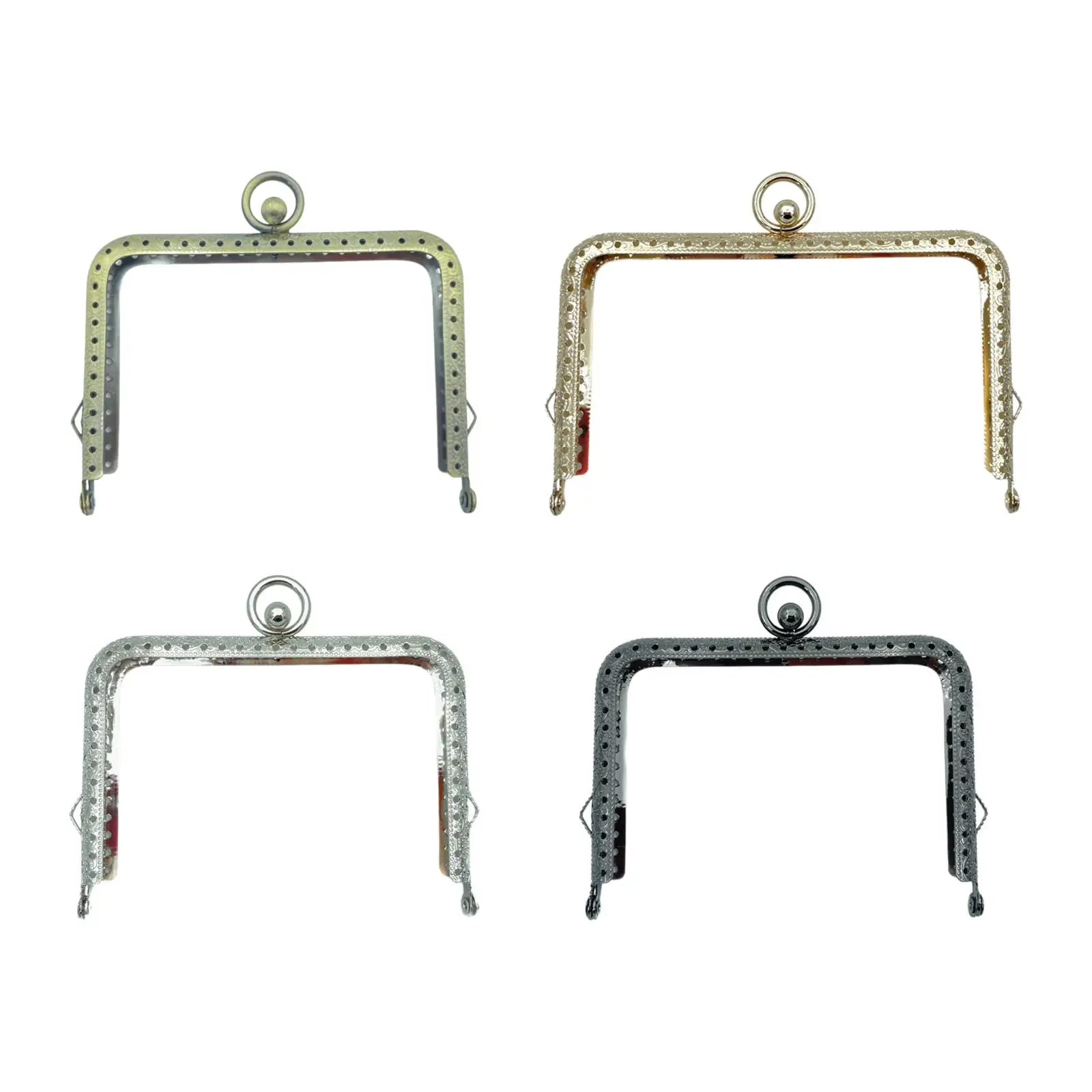 Metal Purse Frame Embossed Easy to Use Purse Making DIY Craft Sewing Wallet Accessory Clutch Frame Clasp Lock Bag Handles