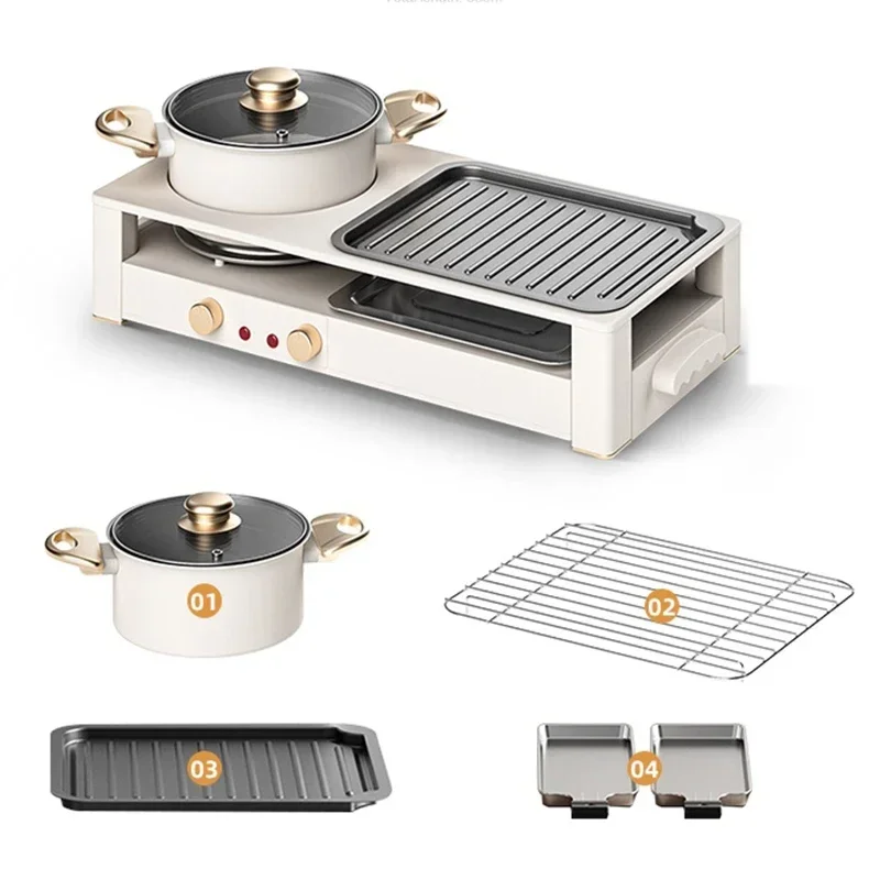 ホット販売家庭用韓国鍋バーベキューオールインワンポット多機能バーベキューマシンインスタントロースト無煙ベーキングプレート
