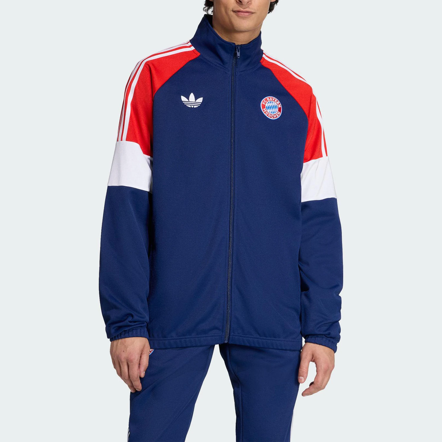 Adidas Authentic Three Leaves Men's Football Patch Sports Stand Collar Jacket KC7796