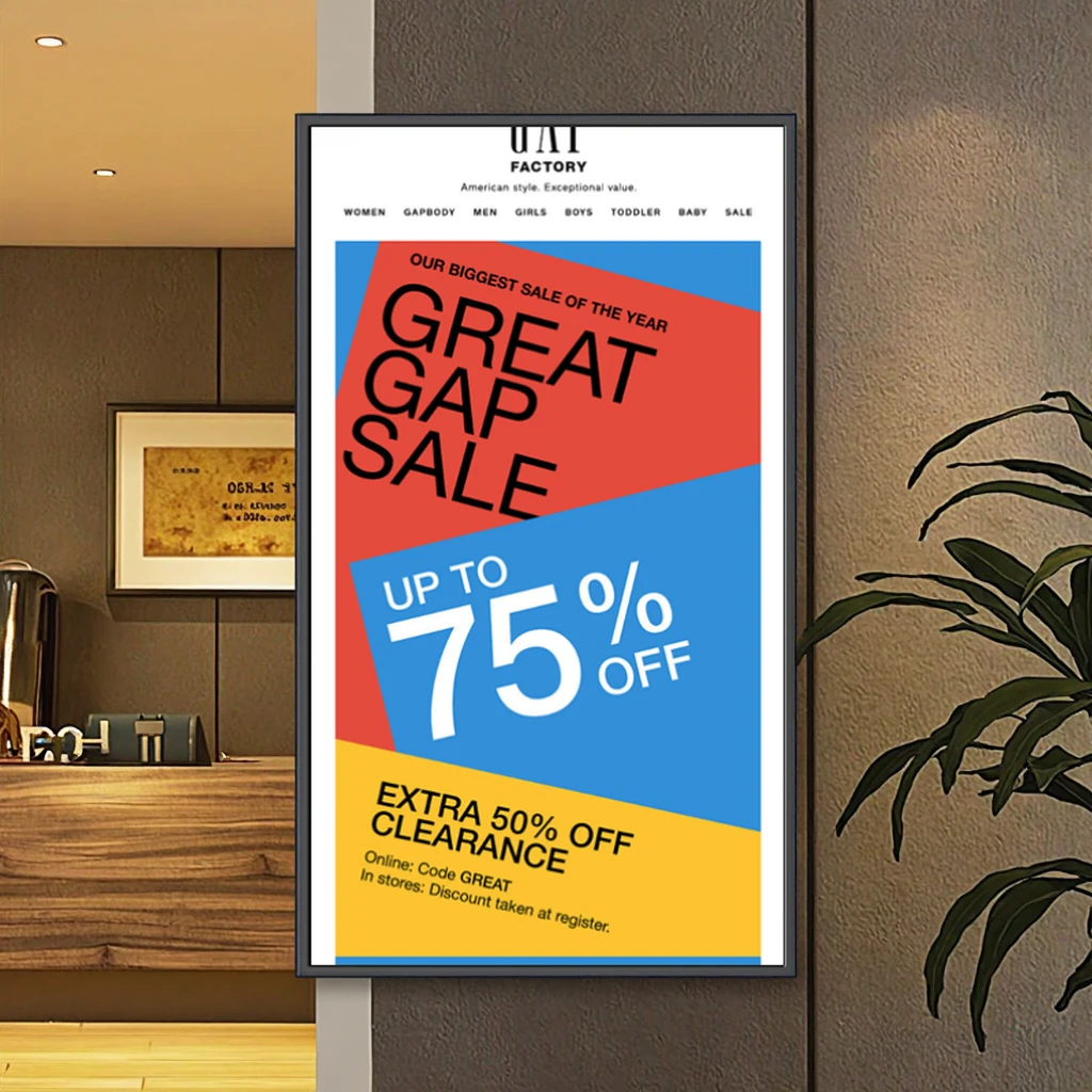 YMY Invisible Ultra-thin Four-sided 4K LCD 500-bright Wall-Mounted Digital Advertising Animation Cloud-Based CMS for Shopping