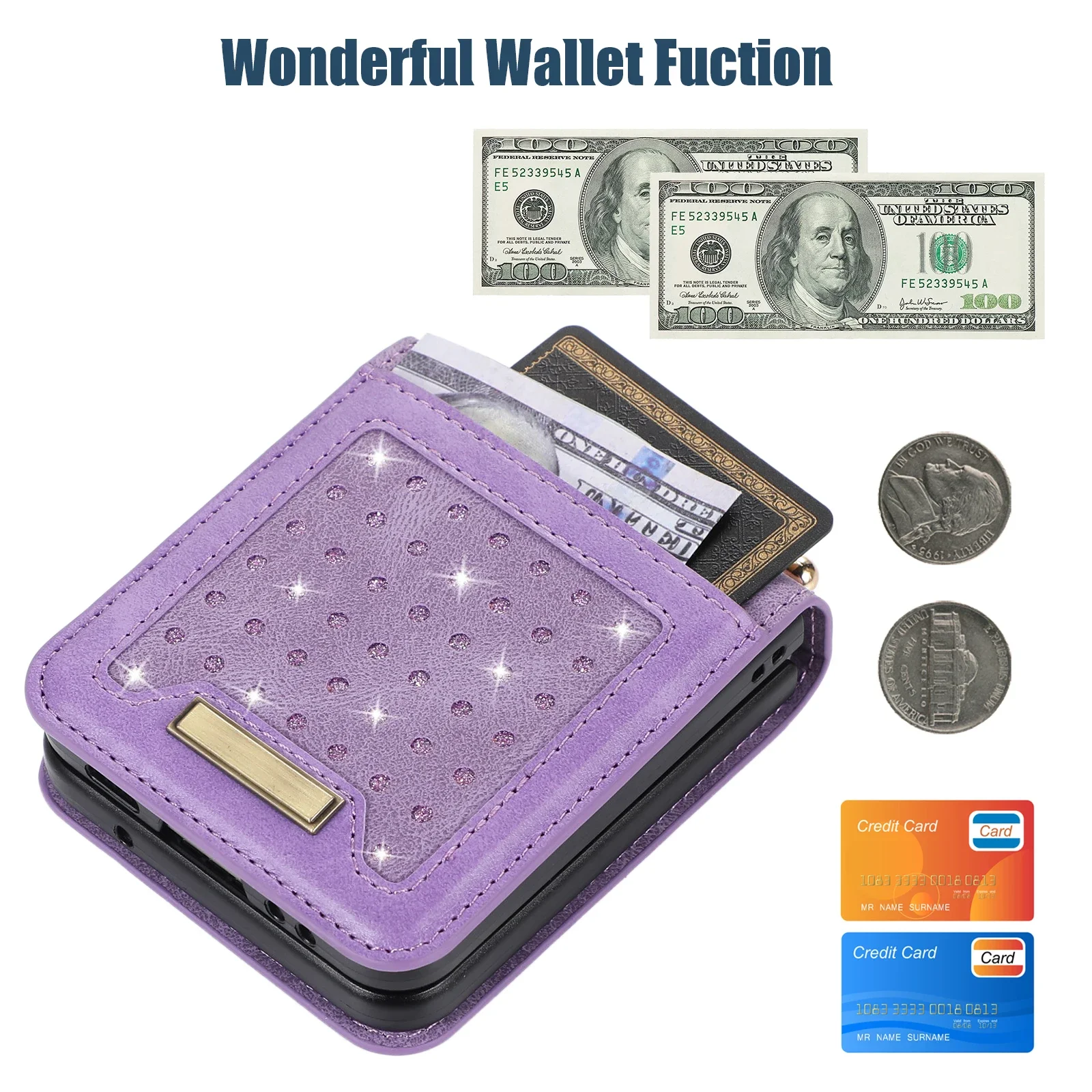 Crossbody Lanyard Cards Solt Wallet Leather Case for Samsung Galaxy Z Flip 6 5 4 3 Flip4 5G Anti-knock Cover Bling Holder Bag